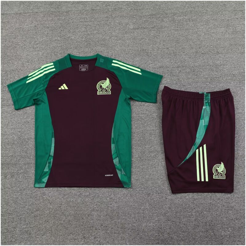 Mens Mexico Short Training Suit Burgundy 2024