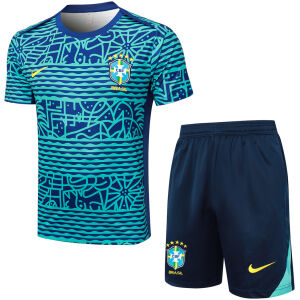 Mens Brazil Short Training Suit Blue 2024