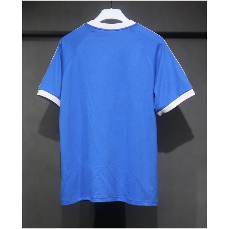Mens Adidas Originals Italy Jersey 3 Stripes Pure Cotton Blue Shirt 2024 – Match