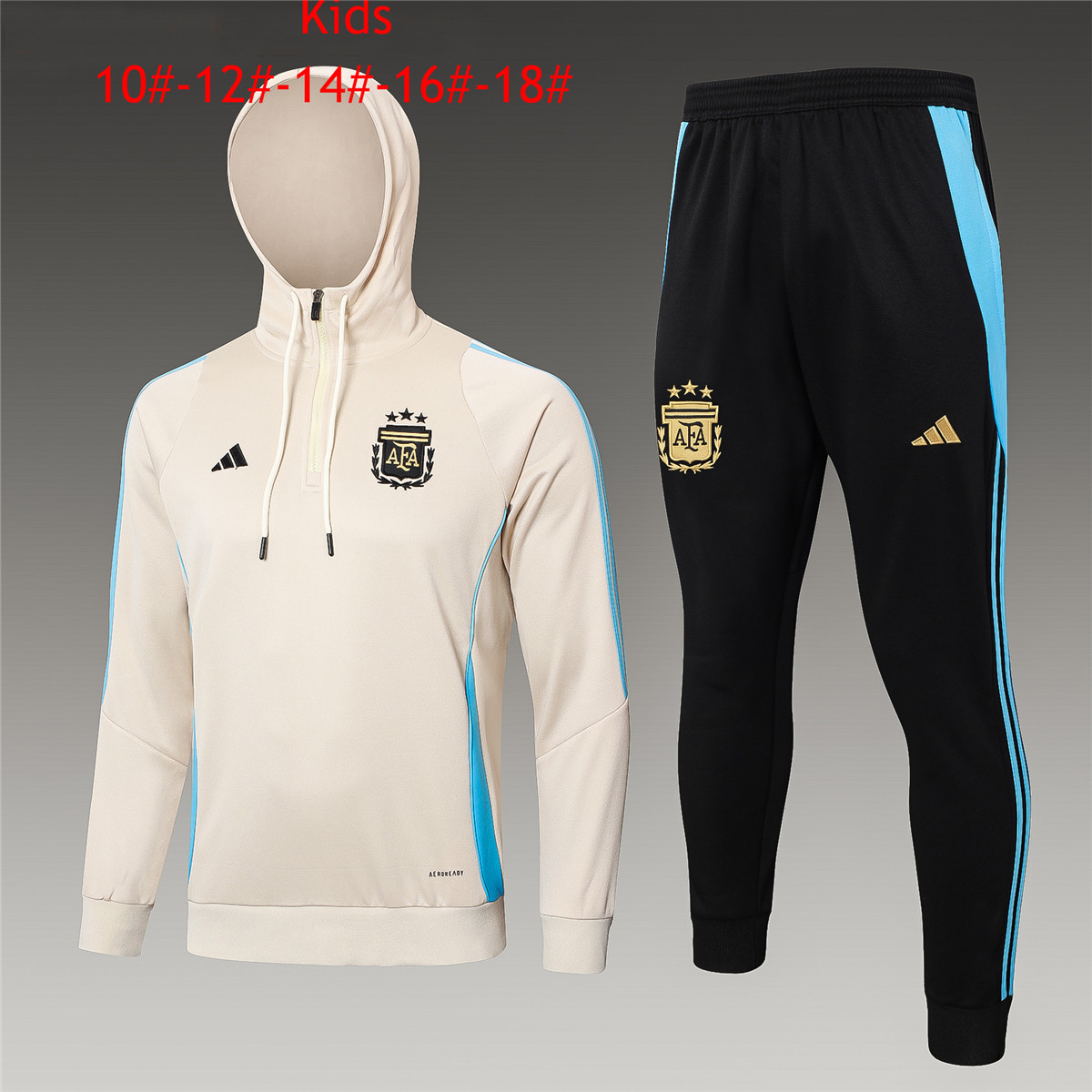 Kids Argentina Hoodie Sweatshirt + Pants Suit Cream 2024