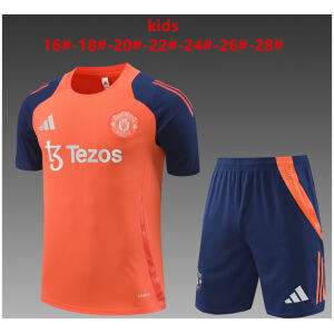 Kids Manchester United Short Training Suit Orange 2024/25