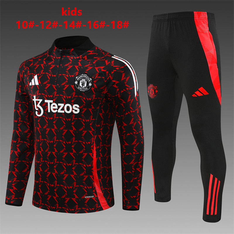 Kids Manchester United Training Suit Red – Black 2024/25