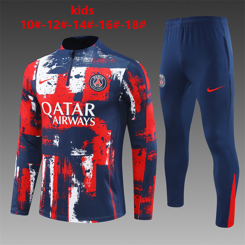 Kids PSG Training Suit Red – Blue 2024/25