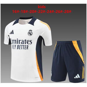 Kids Real Madrid Short Training Suit White 2024/25