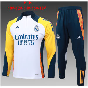 Kids Real Madrid Training Suit White 2024