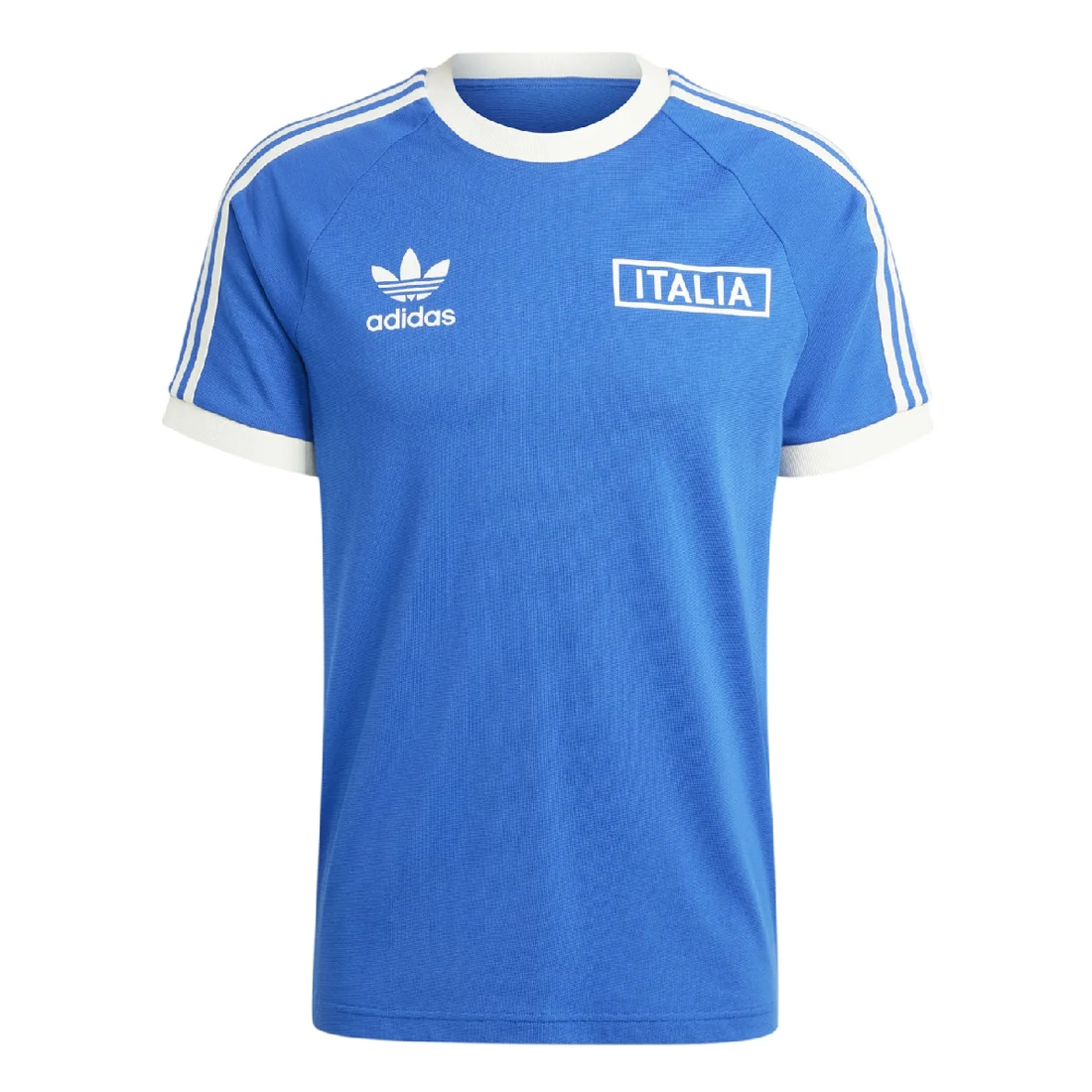 Mens Adidas Originals Italy Jersey 3 Stripes Pure Cotton Blue Shirt 2024 – Match