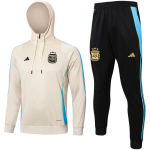Mens Argentina Hoodie Sweatshirt + Pants Training Suit Cream 2024