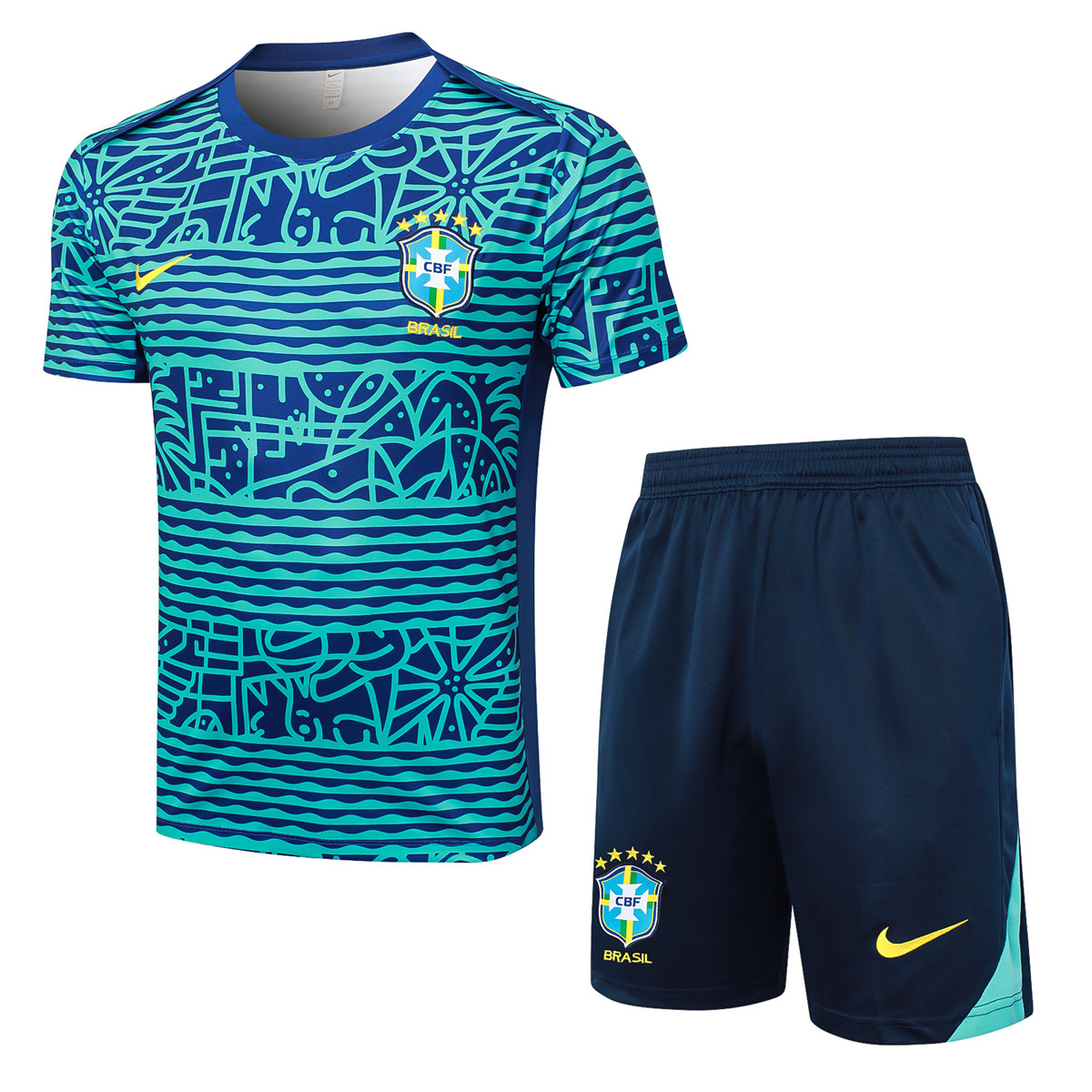 Mens Brazil Short Training Suit Blue 2024