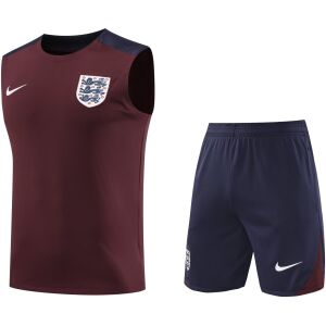 Mens England Short Training Suit Burgundy 2024