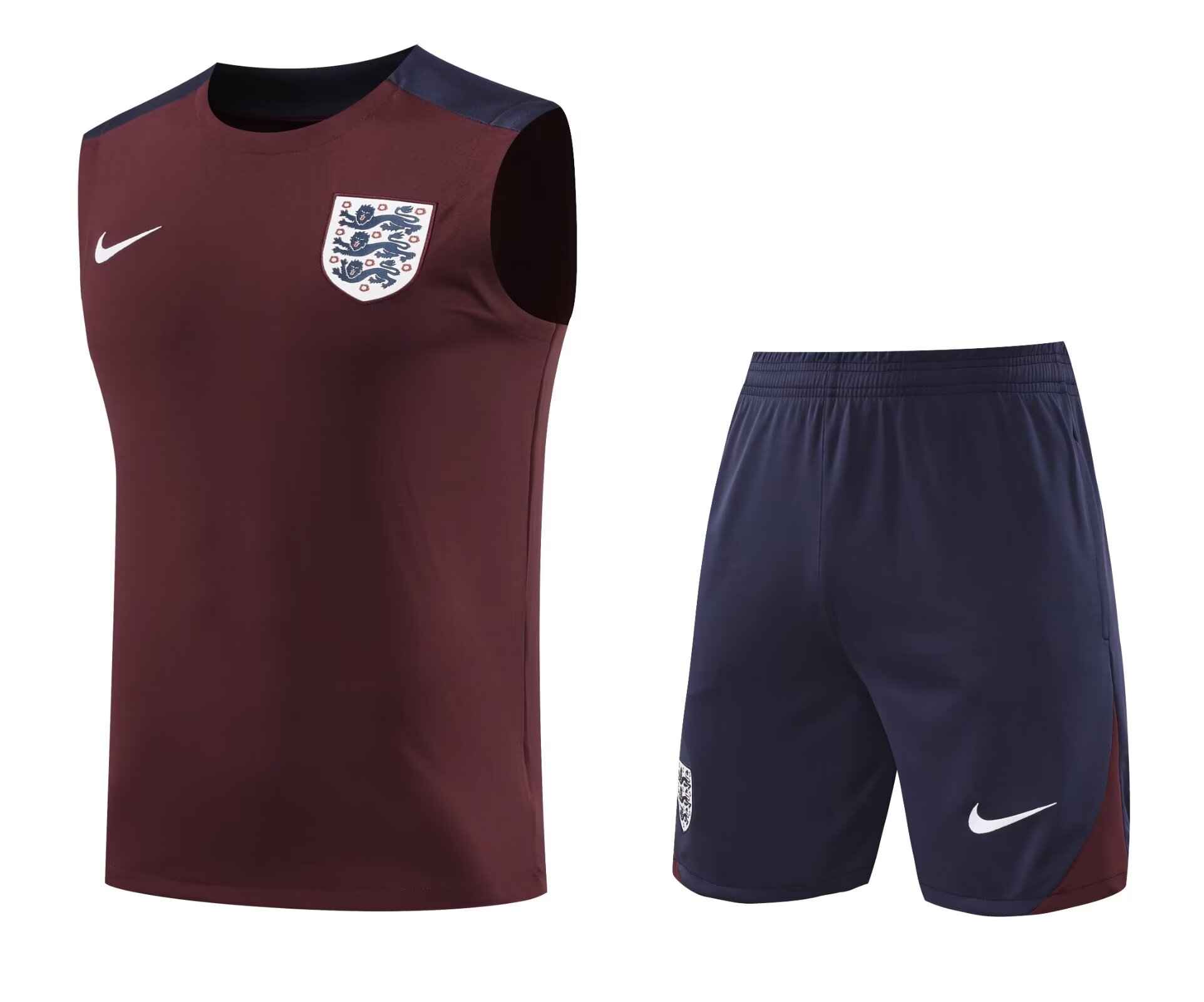 Mens England Short Training Suit Burgundy 2024