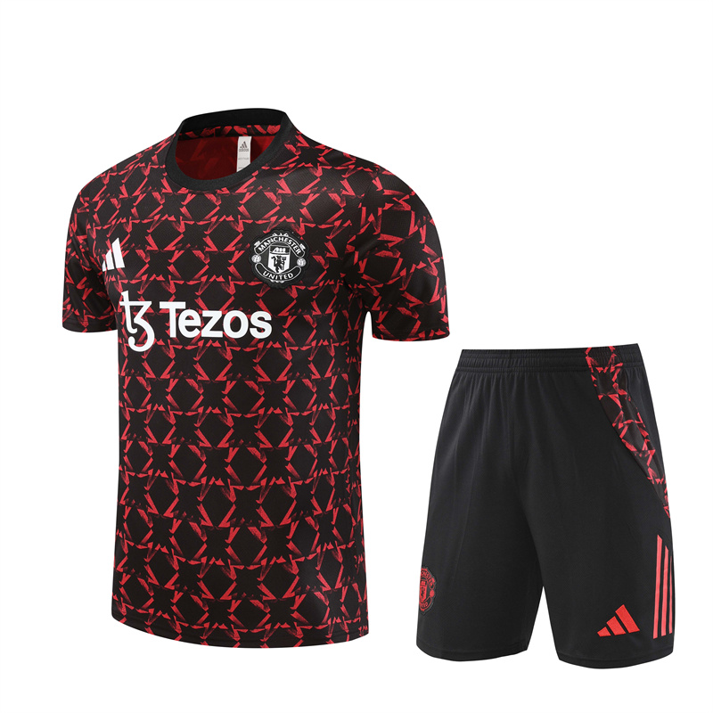 Mens Manchester United Short Training Suit Red – Black 2024/25