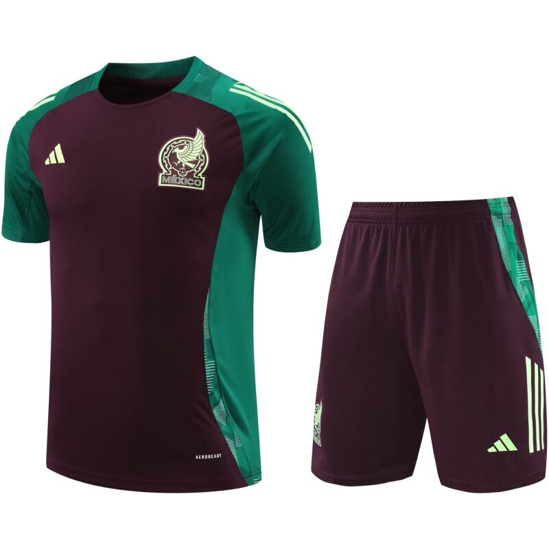 Mens Mexico Short Training Suit Burgundy 2024