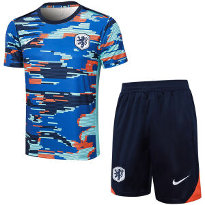 Mens Netherlands Short Training Suit Blue Camouflage 2024