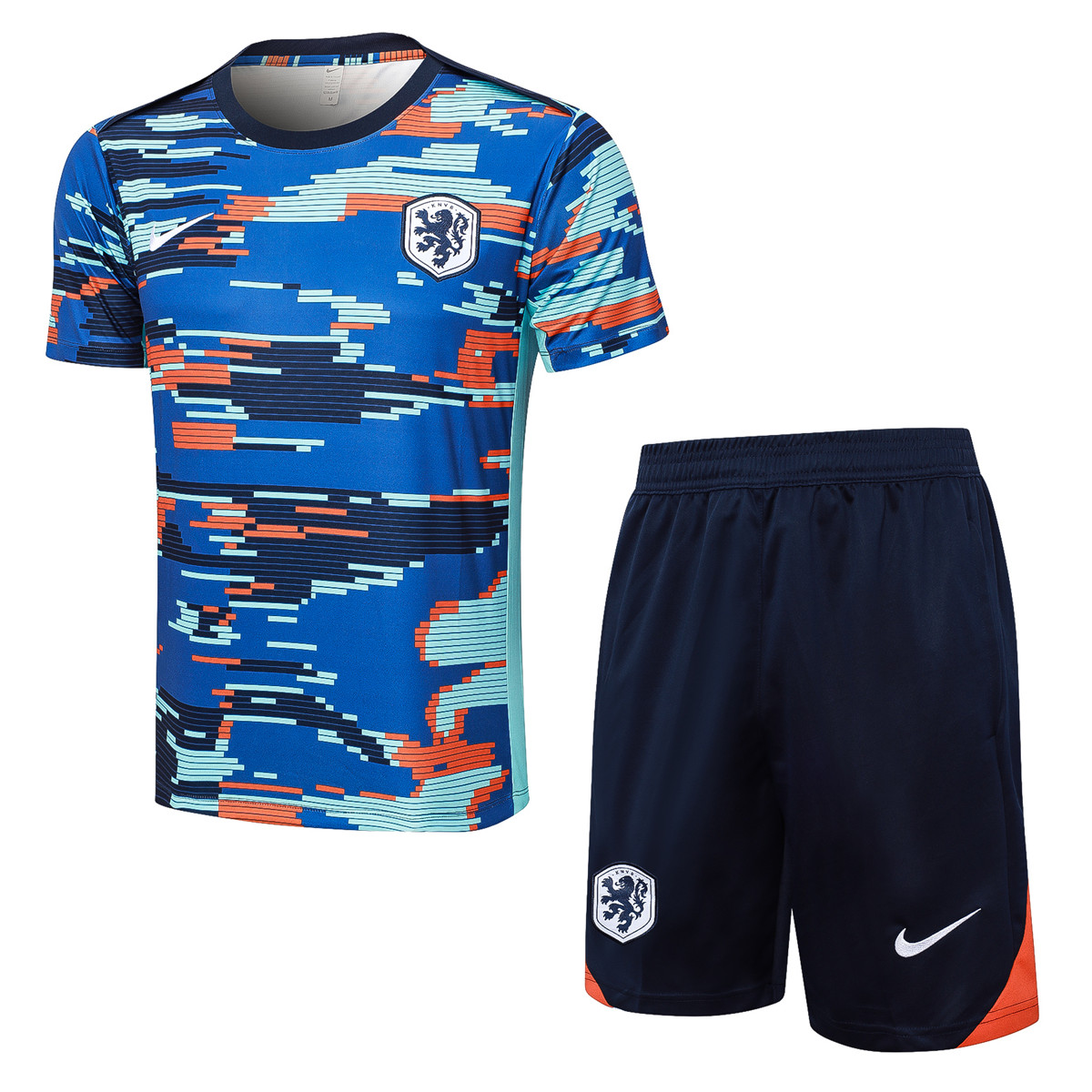 Mens Netherlands Short Training Suit Blue Camouflage 2024