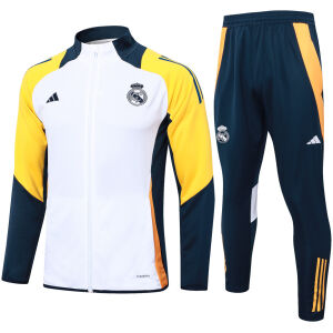 Mens Real Madrid Jacket + Pants Training Suit White 2024/25