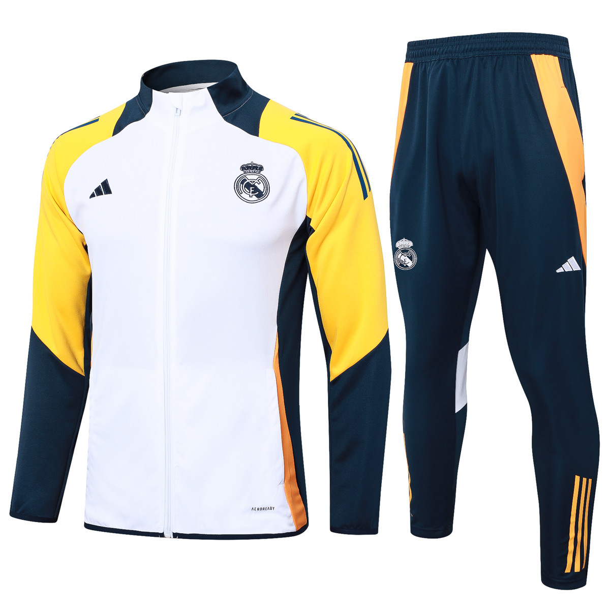 Mens Real Madrid Jacket + Pants Training Suit White 2024/25