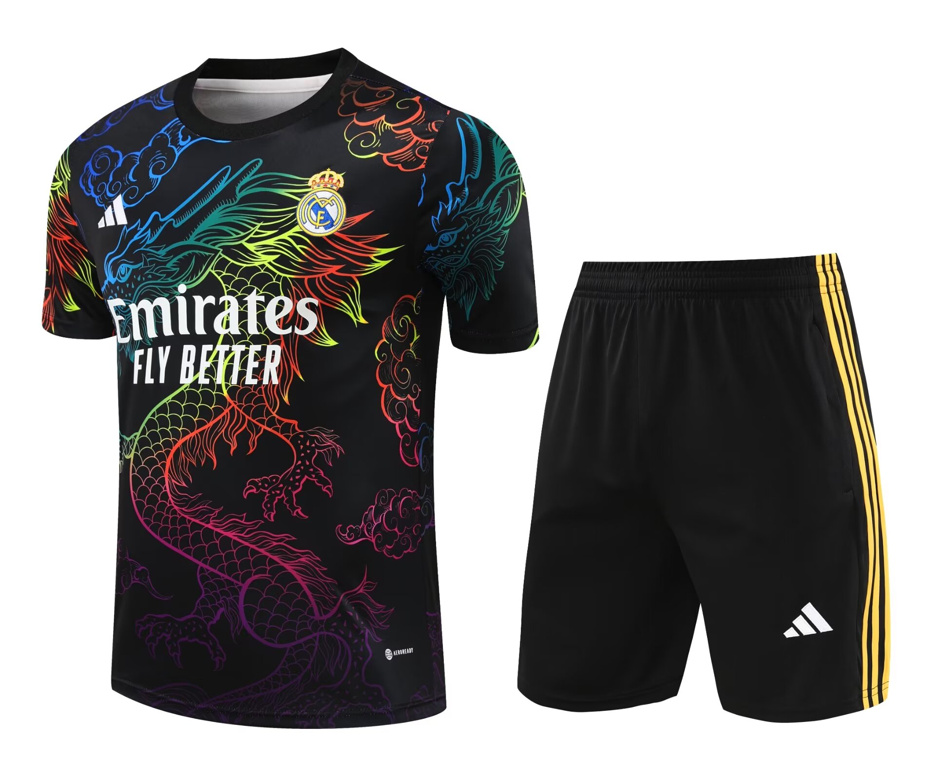 Mens Real Madrid Short Training Suit Black Dragon 2024/25