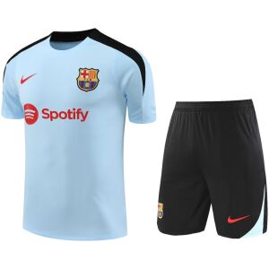 Mens Barcelona Short Training Suit Light Blue 2024/25