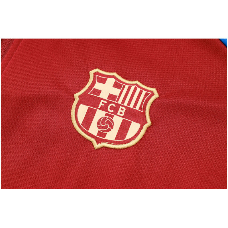 Mens Barcelona Hoodie Jacket + Pants Training Suit Burgundy 2024/25