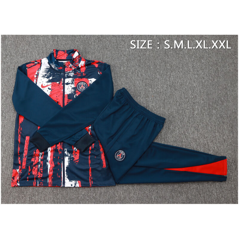 Mens PSG Jacket + Pants Training Suit Red / Blue 2024/25