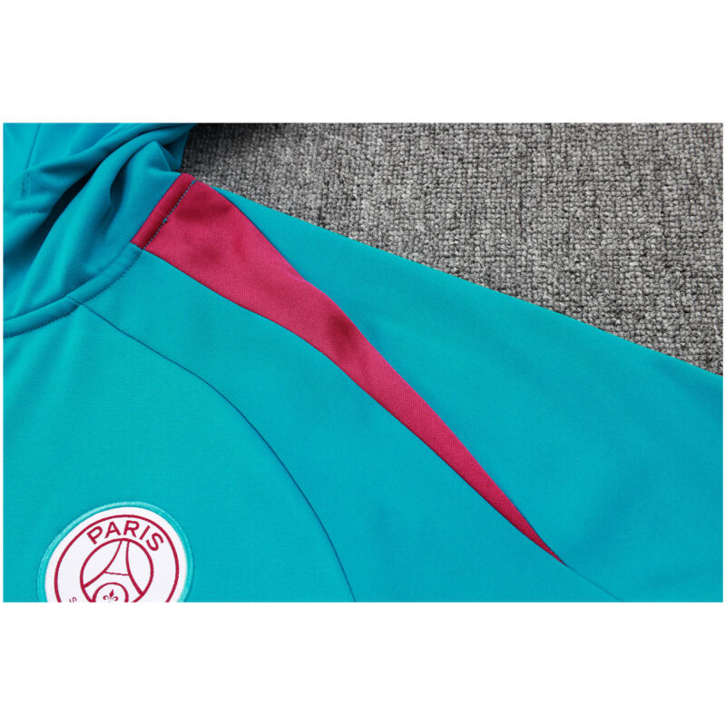 Mens PSG Hoodie Sweatshirt + Pants Training Suit Cyan 2024