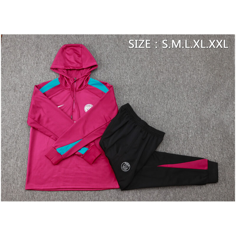 Mens PSG Hoodie Sweatshirt + Pants Training Suit Purple 2024