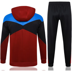 Mens Barcelona Hoodie Jacket + Pants Training Suit Burgundy 2024/25