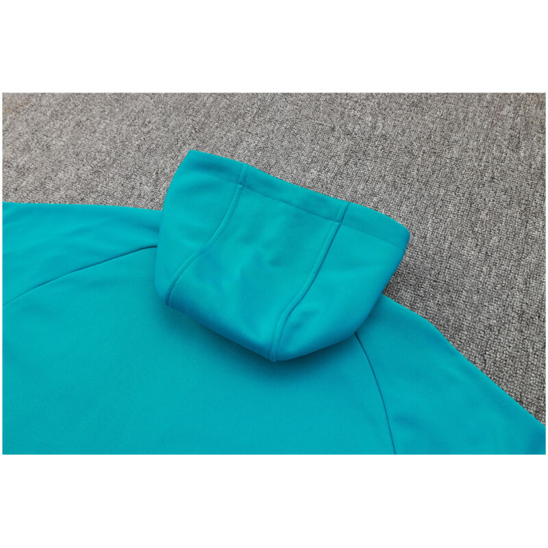 Mens PSG Hoodie Sweatshirt + Pants Training Suit Cyan 2024