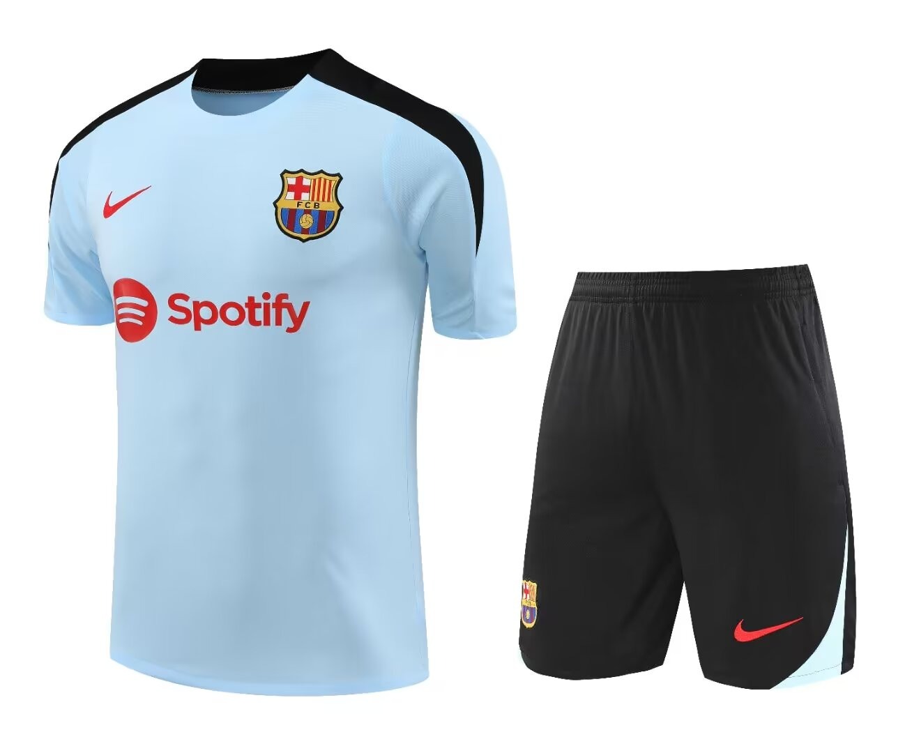 Mens Barcelona Short Training Suit Light Blue 2024/25