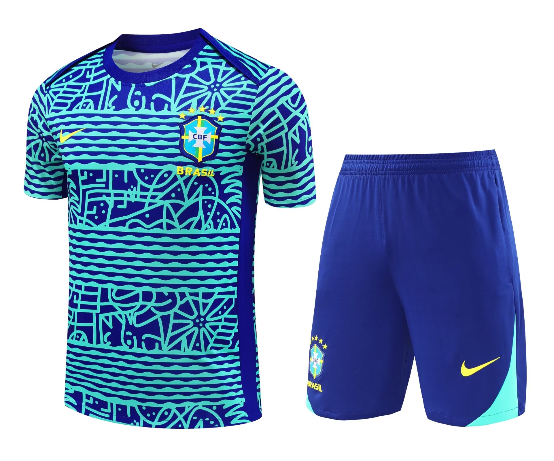 Mens Brazil Short Training Suit Blue 2024