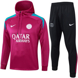 Mens PSG Hoodie Sweatshirt + Pants Training Suit Purple 2024