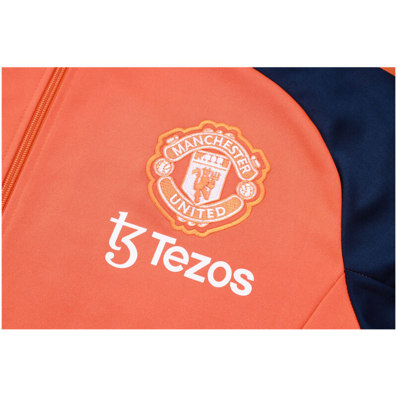 Mens Manchester United Jacket + Pants Training Suit Orange 2024/25