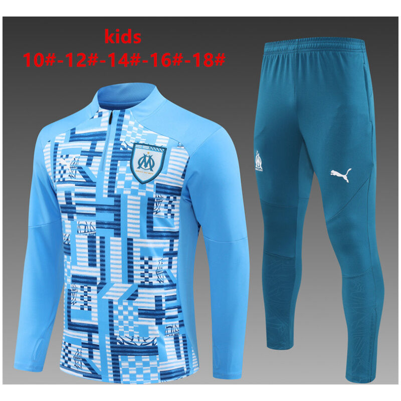 Kids Olympique Marseille Training Suit Blue Pattern 2024/25