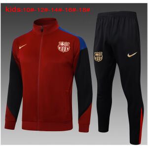 Kids Barcelona Jacket + Pants Training Suit Burgundy 2024/25