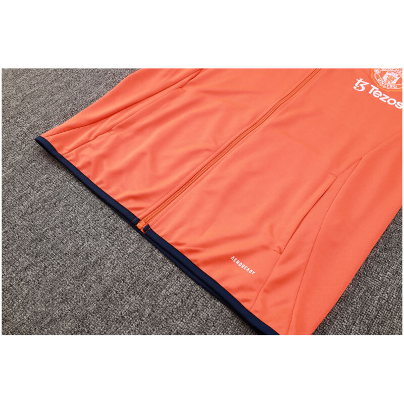 Mens Manchester United Jacket + Pants Training Suit Orange 2024/25