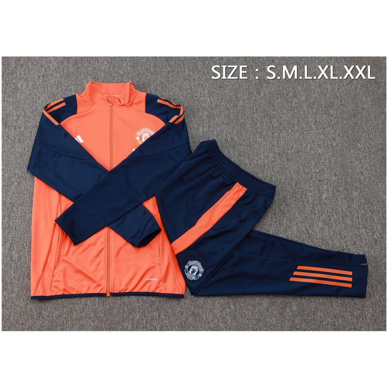 Mens Manchester United Jacket + Pants Training Suit Orange 2024/25