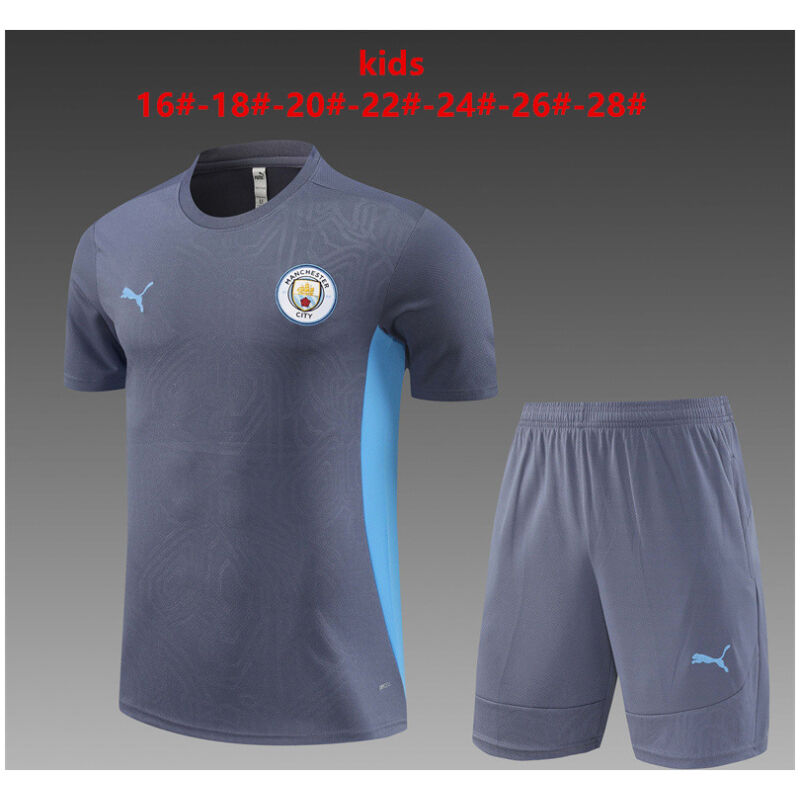 Kids Manchester City Short Training Suit Grey 2024/25