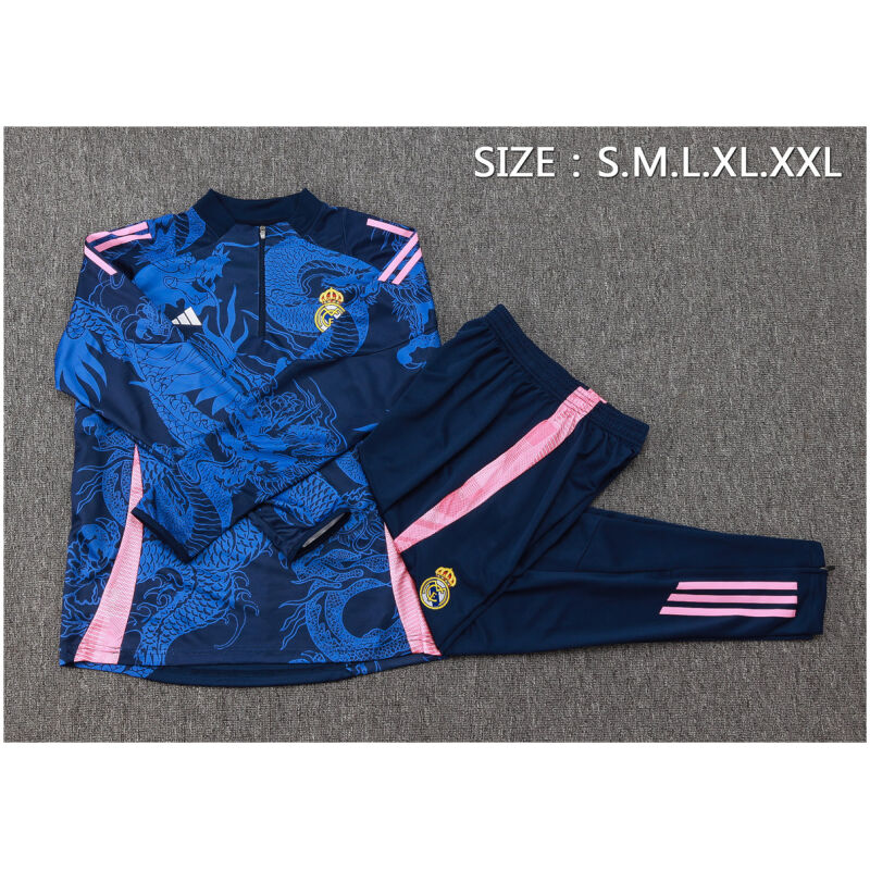 Mens Real Madrid Training Suit Blue Dragon 2024/25