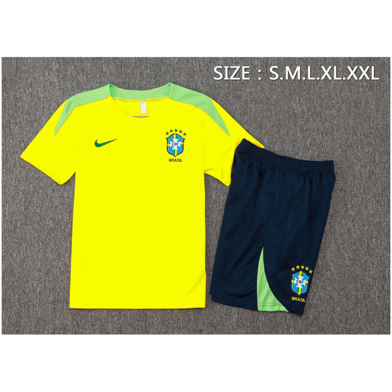 Mens Brazil Short Training Suit Yellow 2024