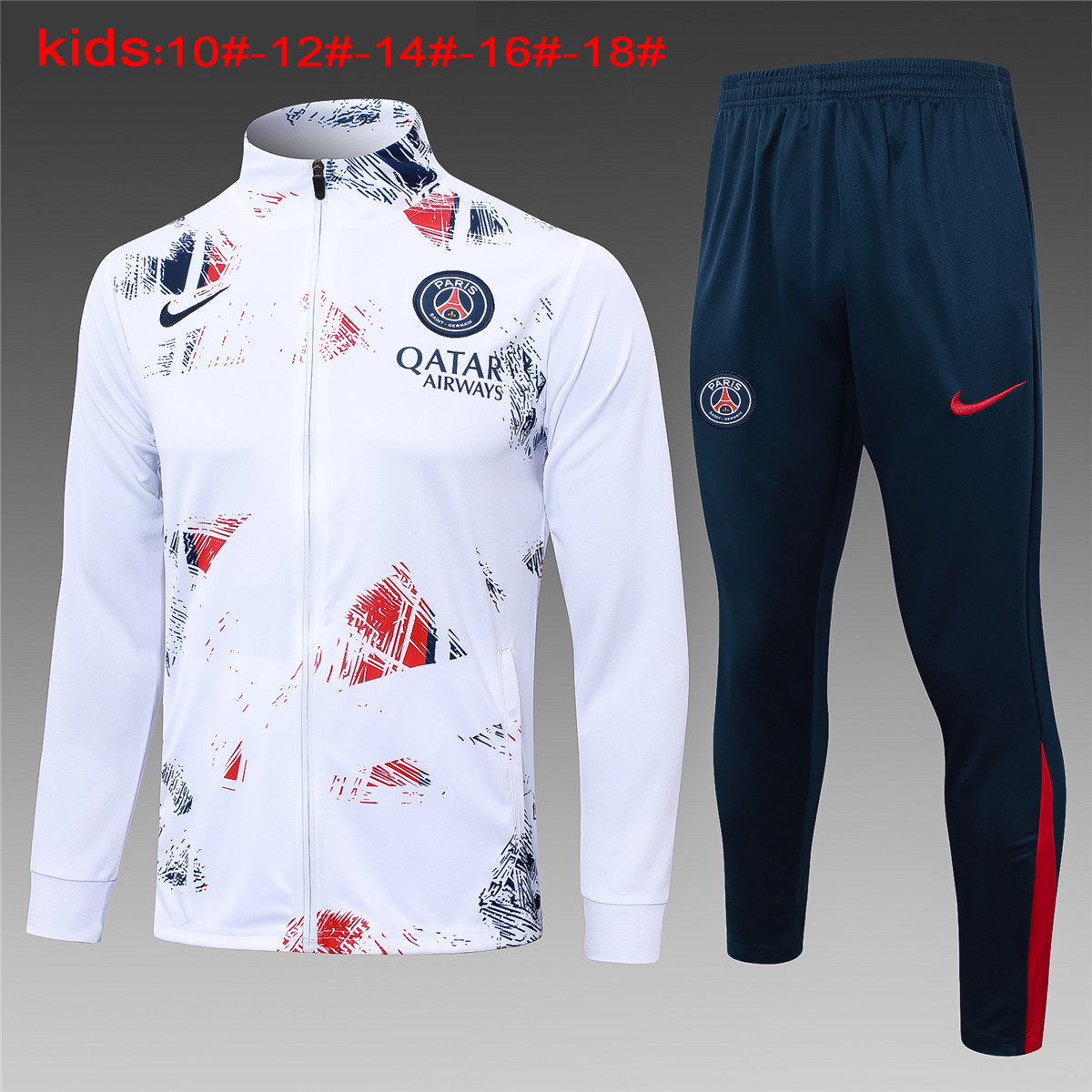 Kids PSG Jacket + Pants Training Suit White 2024/25
