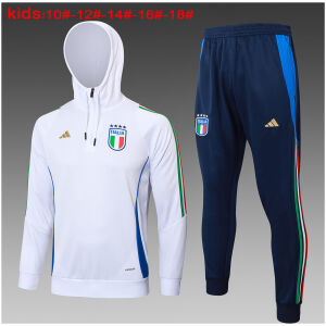 Kids Italy Hoodie Sweatshirt + Pants Suit White 2024