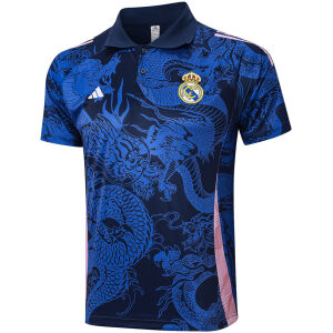 Herren Real Madrid Polohemd Blau Dragon 2024/25