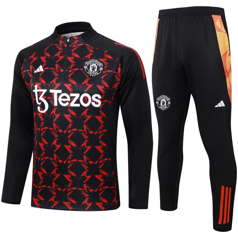 Mens Manchester United Training Suit Black – Red 2024/25