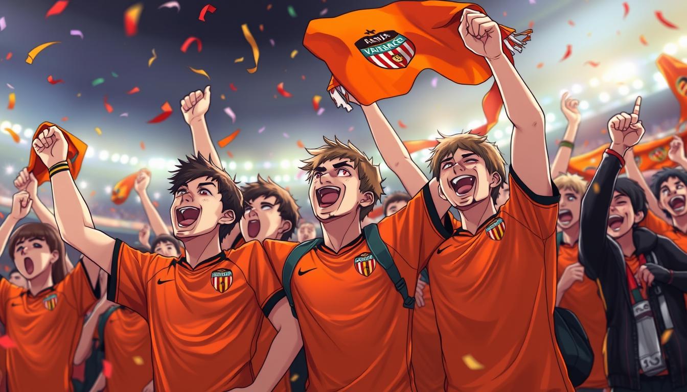Feiernde Fans des Valencia CF