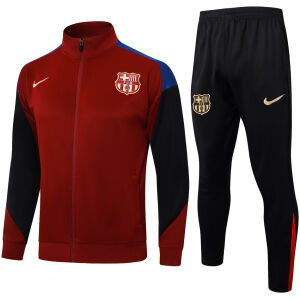 Mens Barcelona Jacket + Pants Training Suit Burgundy 2024/25