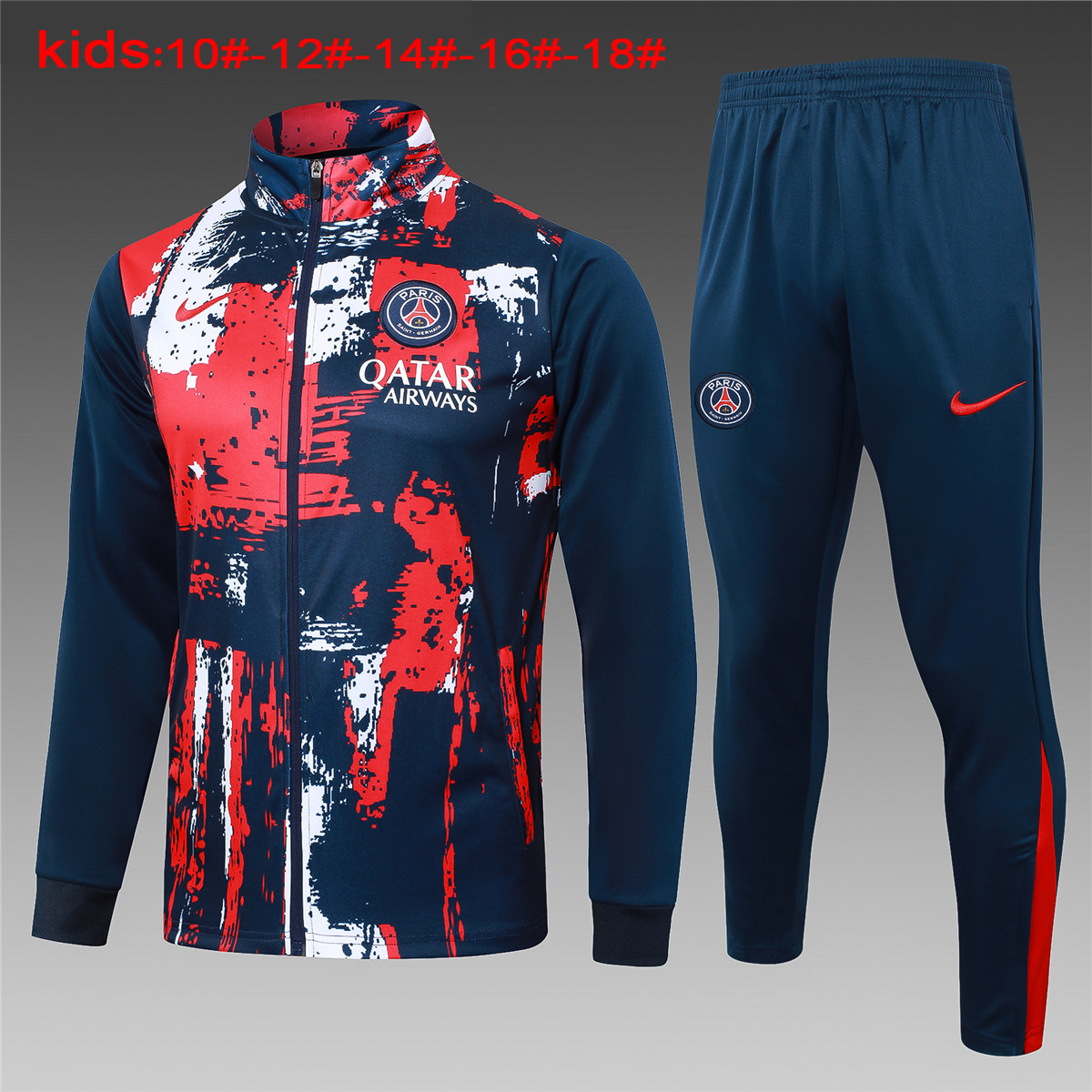 Kids PSG Jacket + Pants Training Suit Royal – Red 2024/25