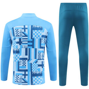 Mens Olympique Marseille Training Suit Blue Pattern 2024/25