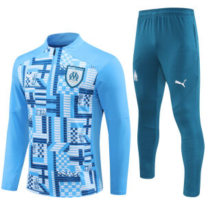 Mens Olympique Marseille Training Suit Blue Pattern 2024/25