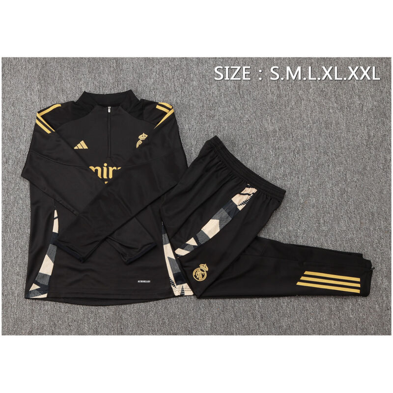 Mens Real Madrid Training Suit Black 2024/25