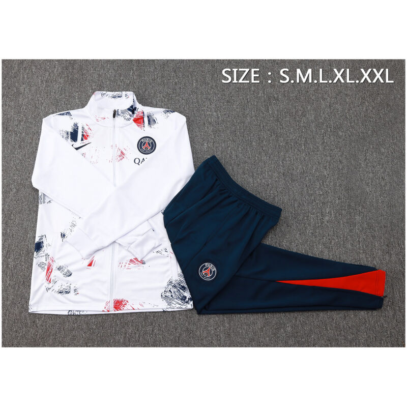 Mens PSG Jacket + Pants Training Suit White 2024/25